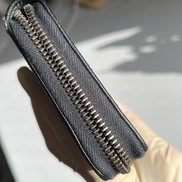 GUCCI GG Logo Canvas & Leather Zip Around Long Wallet Black Silver-tone Auth. - Picture 6 of 17